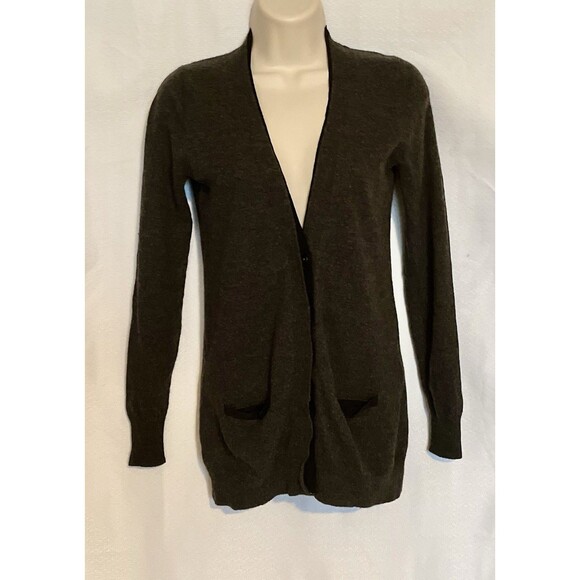 Banana Republic Merino Extra Fine Wool Boyfriend V Neck Cardigan Womens M Gray - Picture 1 of 8